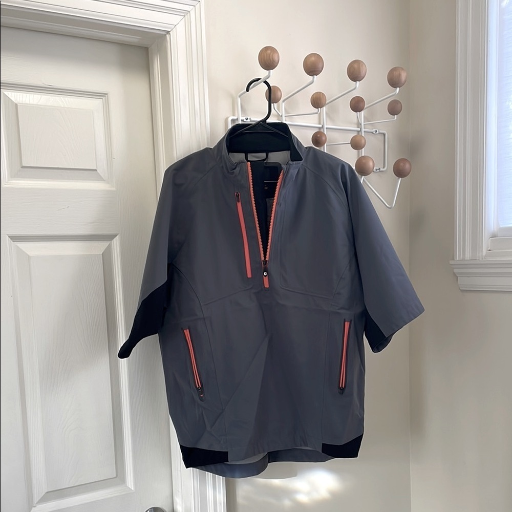 Footjoy NWT Dryjoys Tour XP Short Sleeve Pullover Golf Performance Grey Orange S
